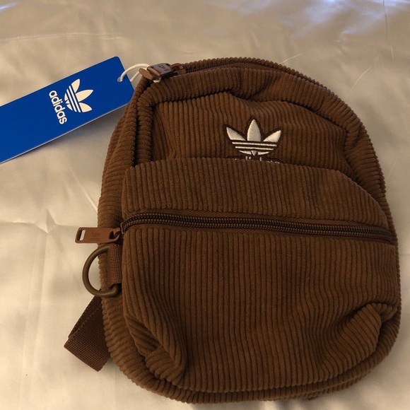 Adidas Corduroy Trefoil 2.0 Mini Backpack Color Preloved Brown NWT - Picture 7 of 16